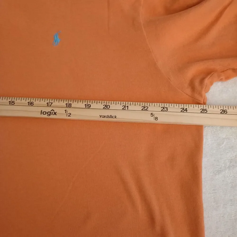 Polo Ralph Lauren Mens XL Orange Mesh Cotton Short Sleeve Polo Shirt Blue Pony